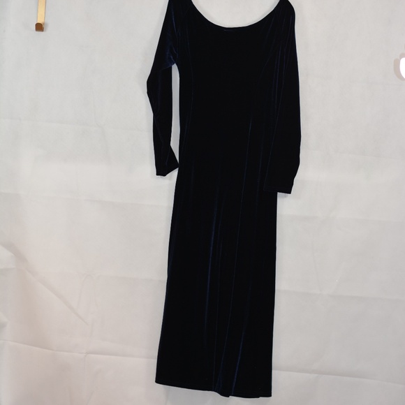Stretch Blue Velvet Dress SZ L by Moda - Picture 1 of 6